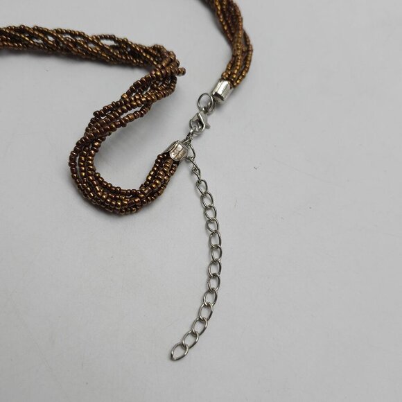 Handcrafted Murano Glass Pendant Necklace With Multicolor Swirl Brown Cord - Picture 4 of 7